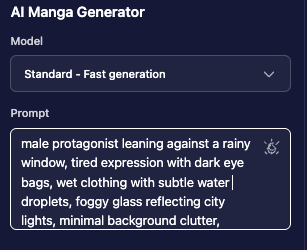 Entering your prompt in the AI manga generator