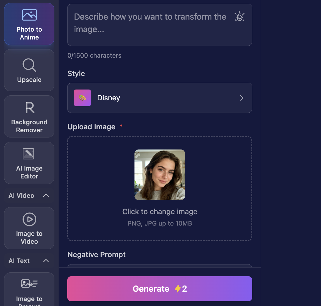 Upload photo interface