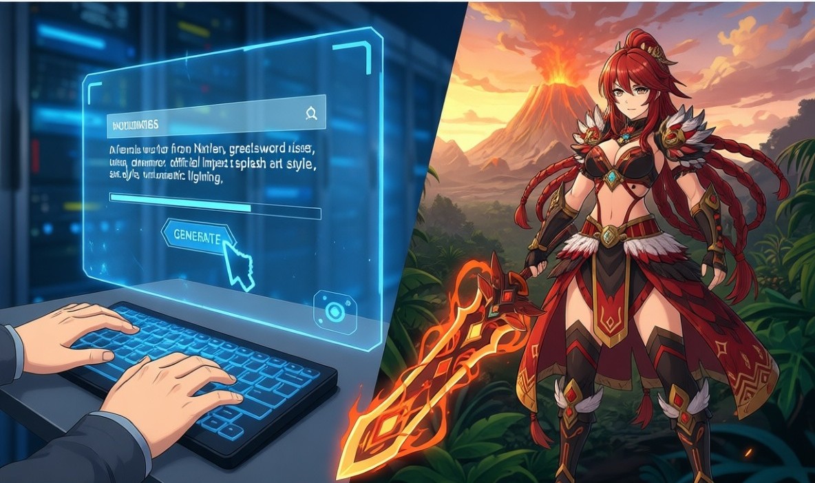 Using text-to-image AI prompts to generate custom Genshin Impact characters