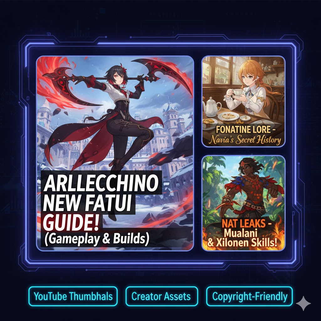 Using AI-generated Genshin art for high-quality YouTube thumbnails