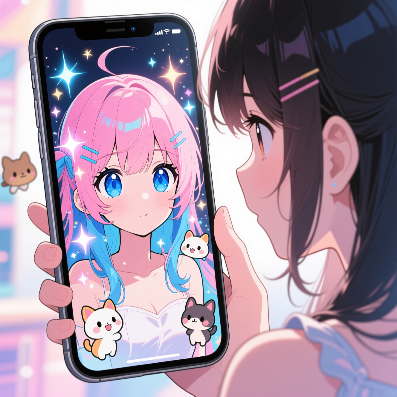 A selfie being turned into a unique AI profile picture.