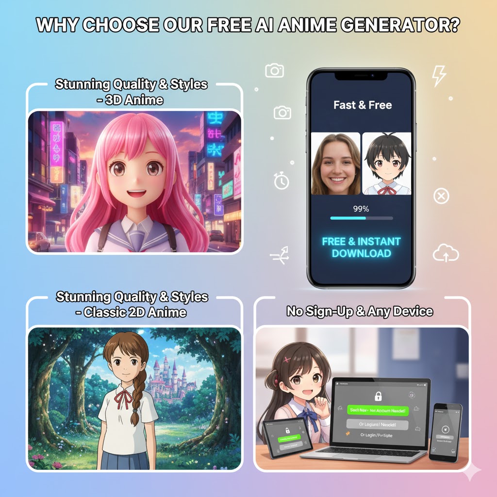 A collage of different cartoon styles created by the AI generator.