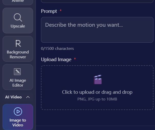 Screen for uploading character illustrations