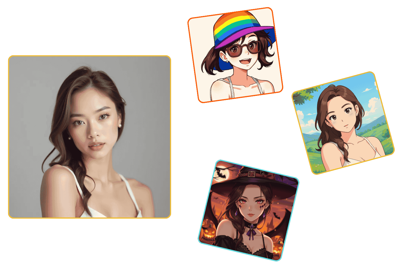 AI Anime Filter transforming a portrait photo to high-quality anime art.