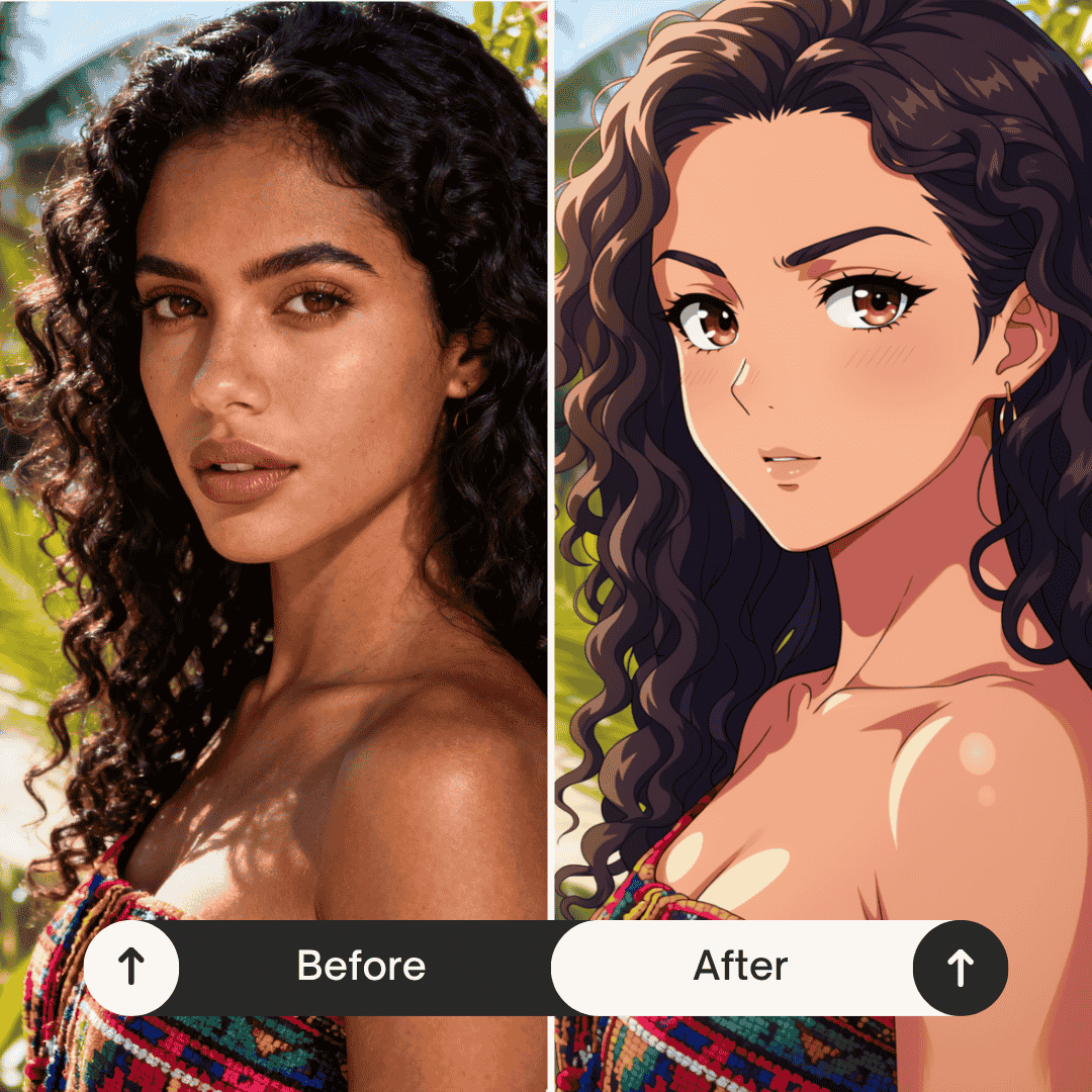 Anime Maker transforming a portrait photo to a anime character.