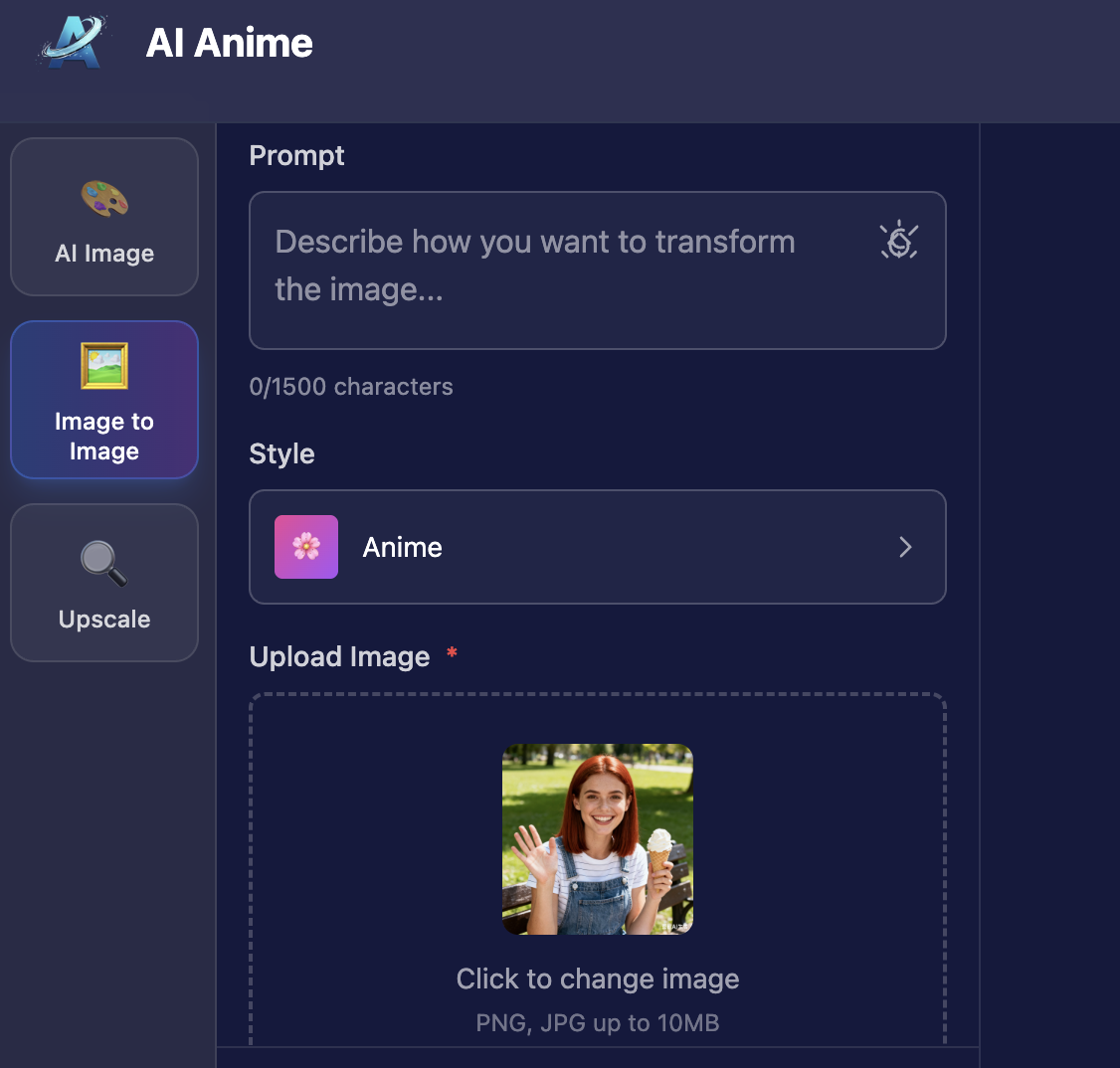 Upload Your Photo or Enter a Prompt