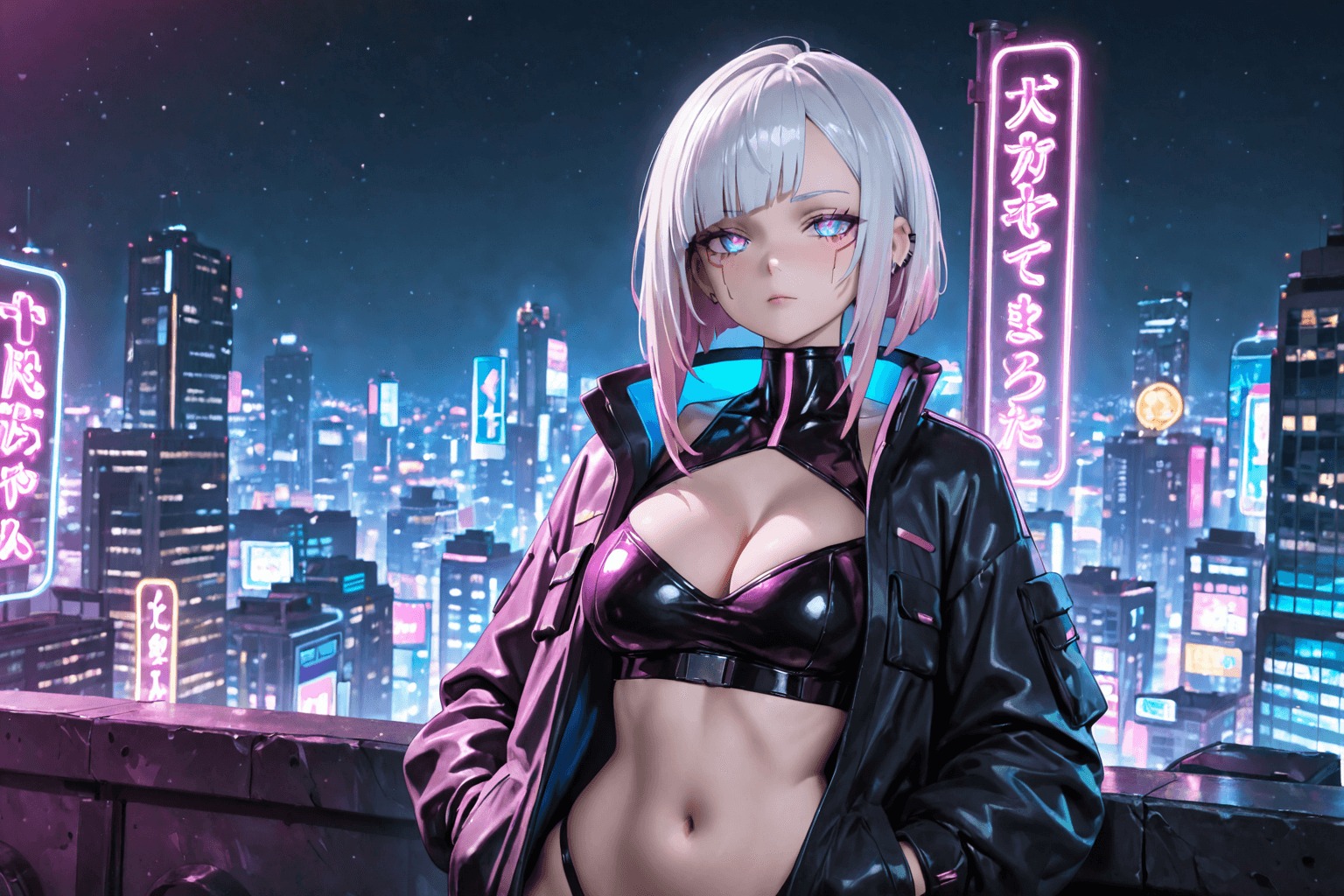 Customizing an AI waifu's features in the generator.