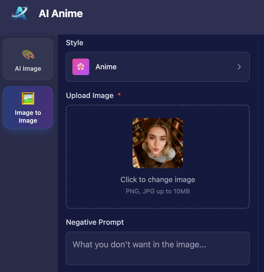Typing a text prompt into the AI waifu generator.
