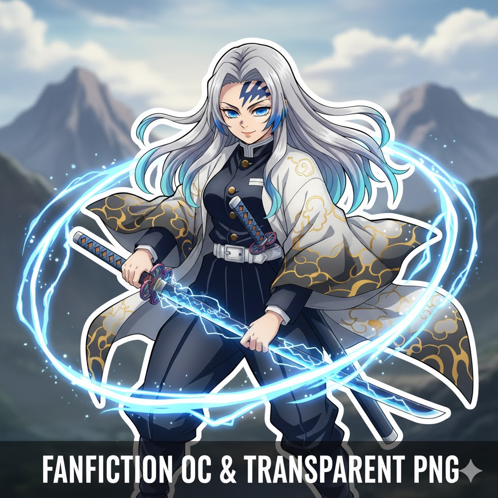 Original Character (OC) design for Demon Slayer fanfiction on transparent background.