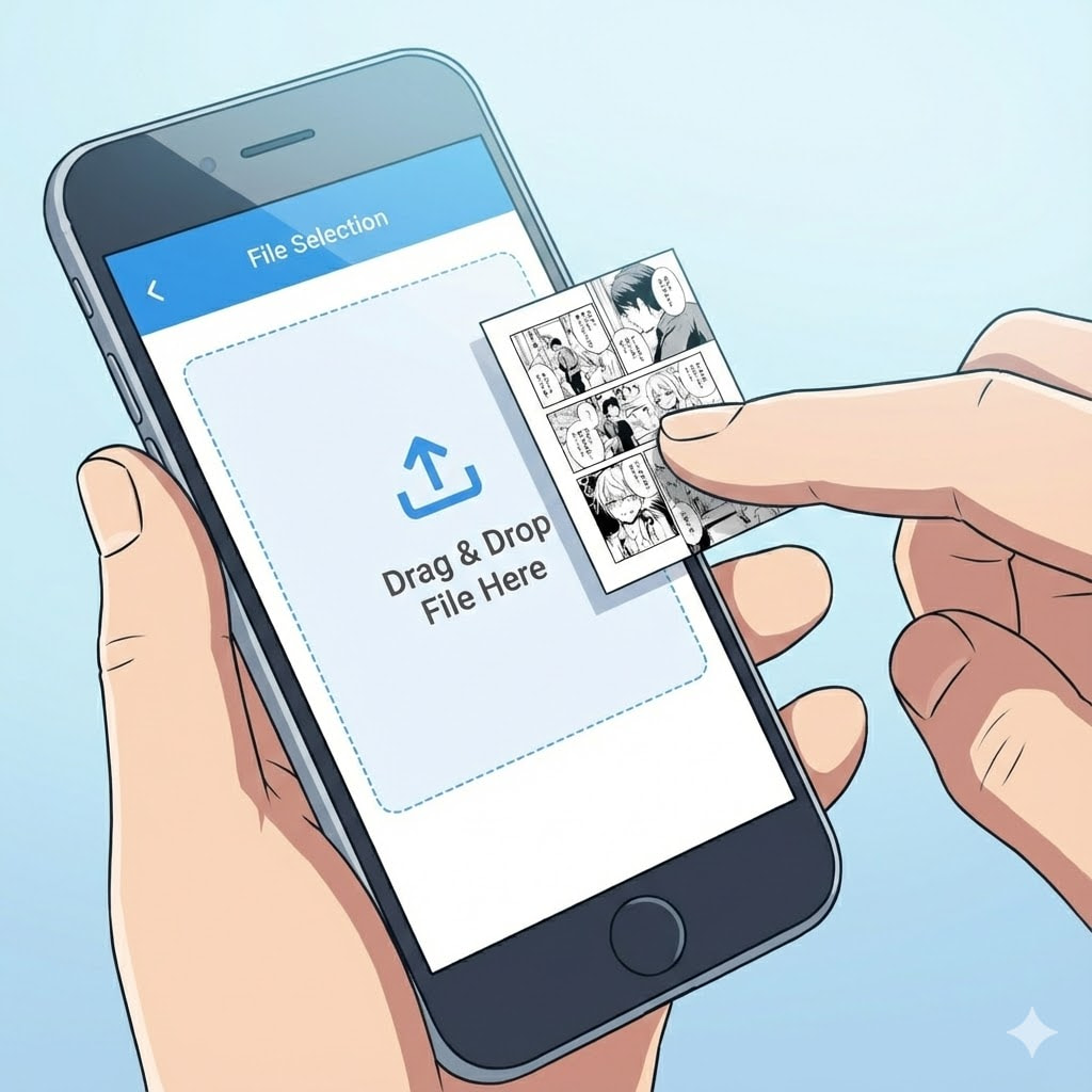 Uploading a raw manga image file from local device