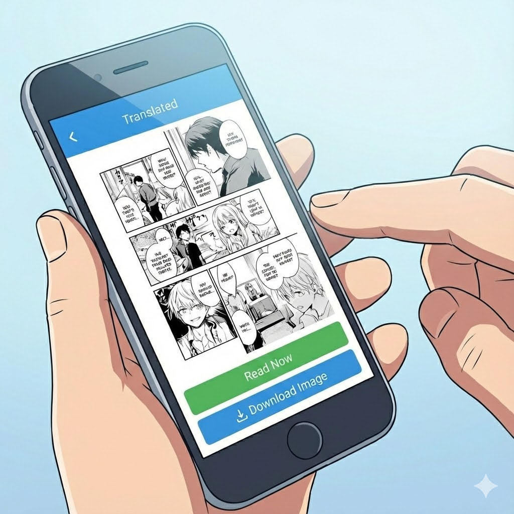 User reading the translated manga page on screen
