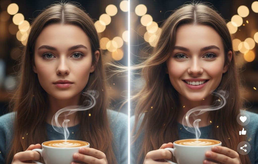 Comparison of a static photo versus a viral animated video for social media.