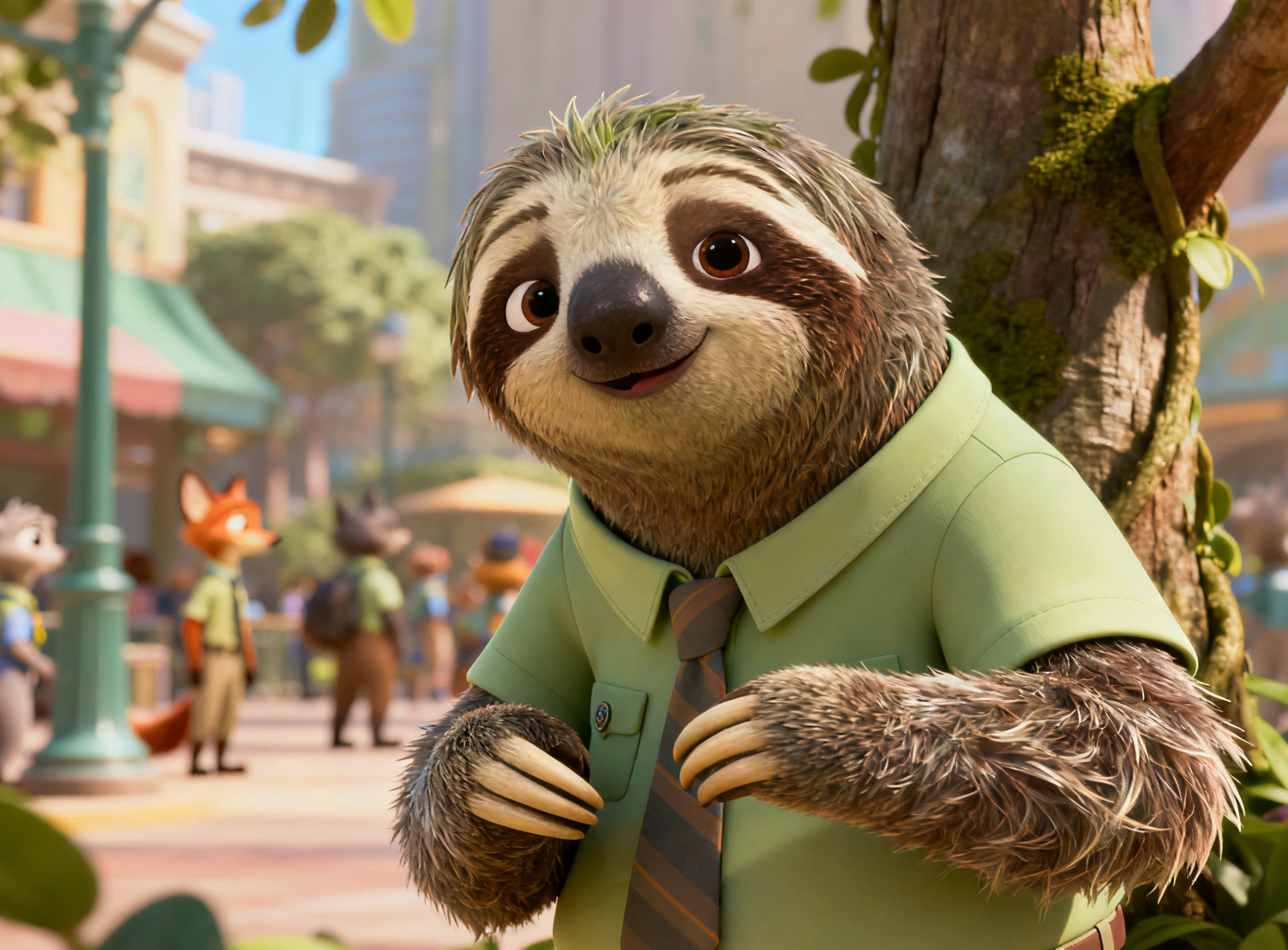 Various screens displaying AI-generated Zootopia art as social media avatars, fanfiction covers, and wallpapers.