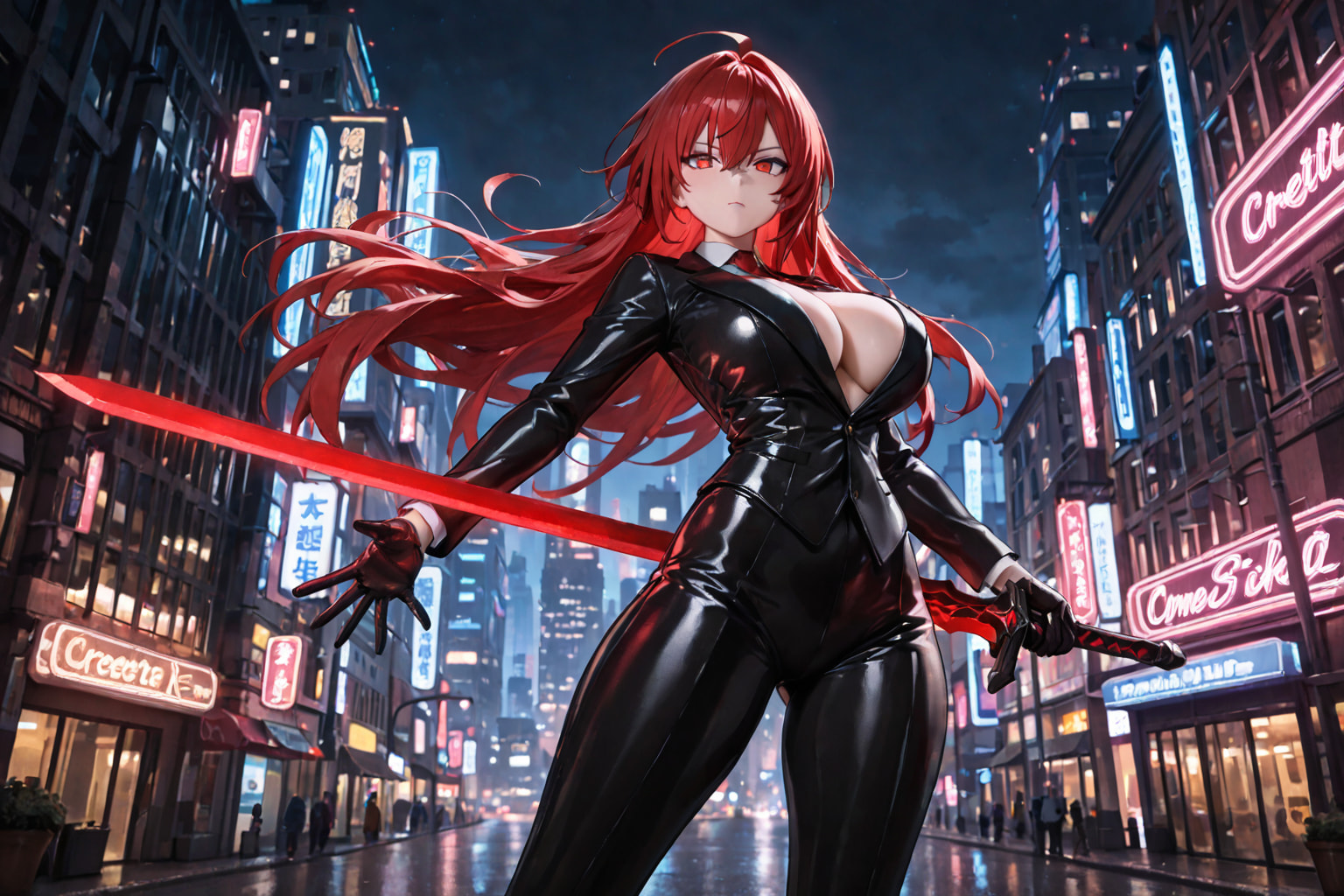 Futuristic Red-Haired Warrior